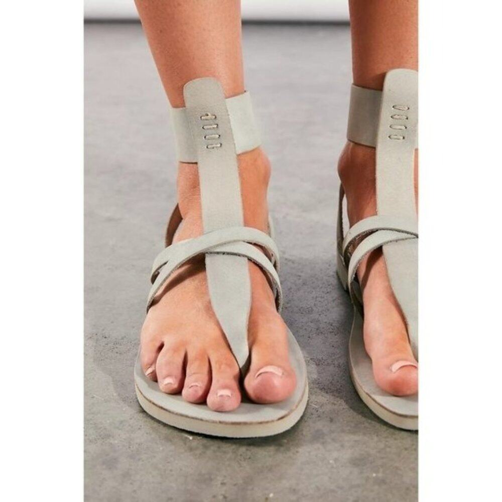 Free People Vacation Day Leather Boho Wrap Sandal in Sky 39/9